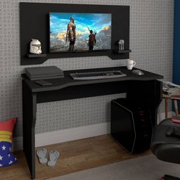 Mesa Para Computador Notebook PC Gamer com Painel Preto A02 - Lyam Decor - 2