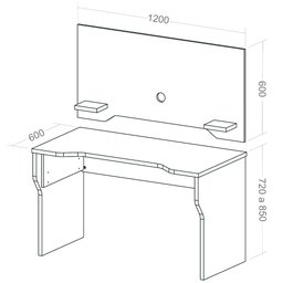 Mesa Para Computador Notebook PC Gamer com Painel Preto A02 - Lyam Decor - 5