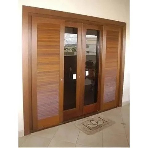 Porta Balcão de Madeira Maciça 2,14x2,40 Cx.14 com Fechadura 6folhas