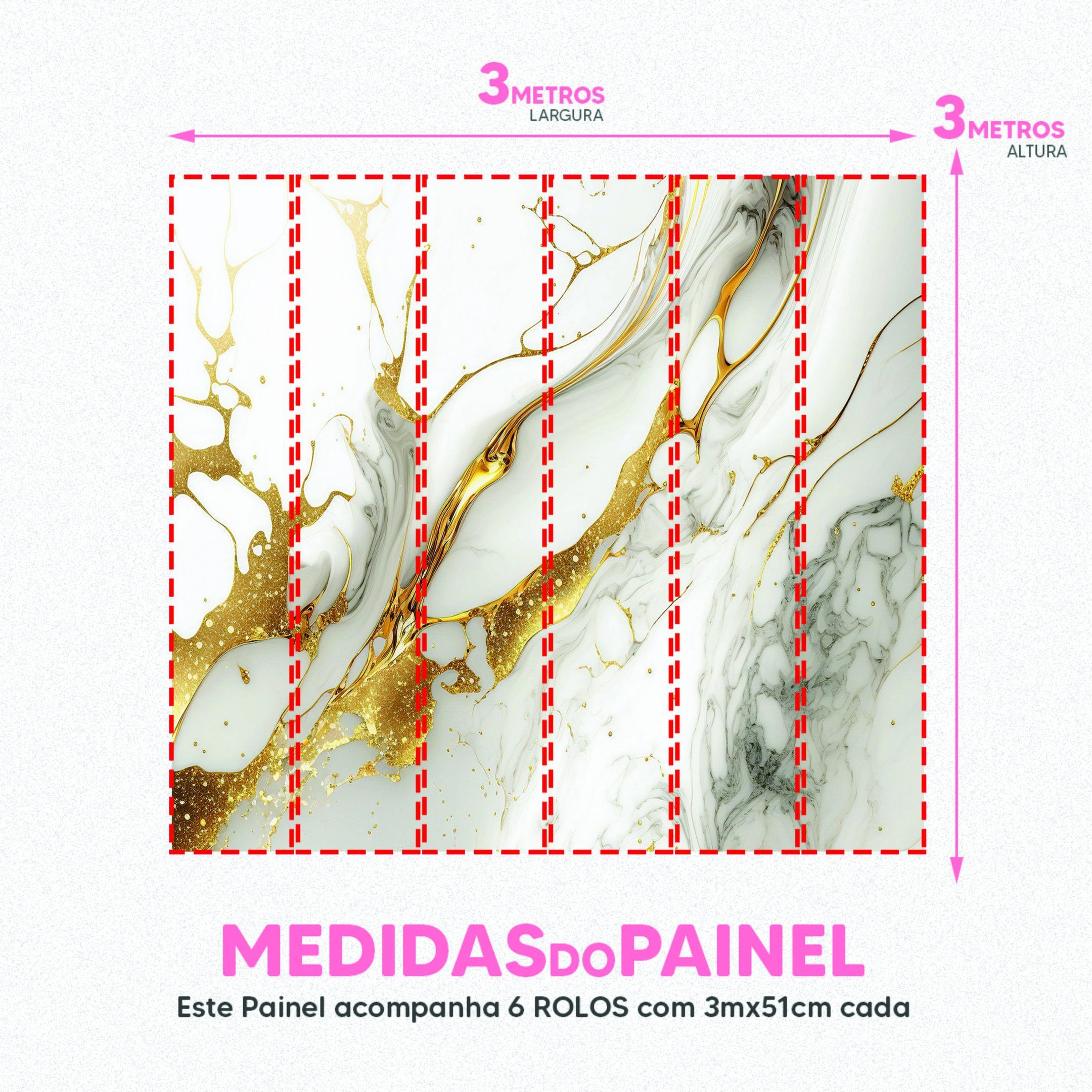 Papel de Parede Painel 3D Mármore Branco Fio Dourado Revestimento Auto Colante Brilho Marmorizado la - 4