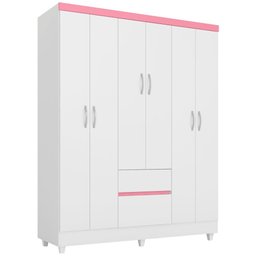 Guarda Roupa Casal 6 Portas Flash Branco/rosa - Demóbile - 2