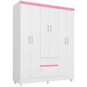 Ver imagem 2 de Guarda Roupa Casal 6 Portas Flash Branco/rosa - Demóbile