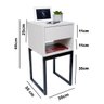 Mesa de Cabeceira Eco Industrial 30cm Branco Gaveta Superior Pés Ferro Preto para Quarto Cama - 2