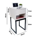 Ver imagem 2 de Mesa de Cabeceira Eco Industrial 30cm Branco Gaveta Superior Pés Ferro Preto para Quarto Cama