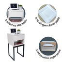 Ver imagem 4 de Mesa de Cabeceira Eco Industrial 30cm Branco Gaveta Superior Pés Ferro Preto para Quarto Cama