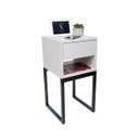 Ver imagem 1 de Mesa de Cabeceira Eco Industrial 30cm Branco Gaveta Superior Pés Ferro Preto para Quarto Cama