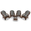 Ver imagem 1 de Conjunto de Poltronas Fibra Sintética Espreguiçadeira - 4 Poltronas + 1 Mesa Centro - Tecido Illiman