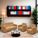 Ver imagem 2 de Sofá + 2 Poltrona para Sala de Estar Moderno Confortável Veneza Suede