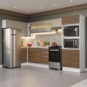 Ver imagem 1 de Armário de Cozinha Completa de Canto 100% MDF 447cm Branco/Rustic/Crema Smart Madesa 01