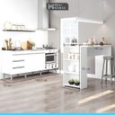 Ver imagem 2 de Conjunto Cozinha Balcão Para Pia e Cooktop 182 Cm Bancada Ilha 140 Cm Adega Nicho MDP Branco - MENU
