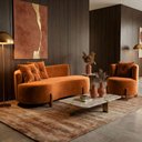 Ver imagem 4 de Conjunto 01 Poltrona + Sofá Curvo Orgânico Veludo Terracota - Montanaris Decor