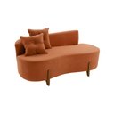 Ver imagem 5 de Conjunto 01 Poltrona + Sofá Curvo Orgânico Veludo Terracota - Montanaris Decor