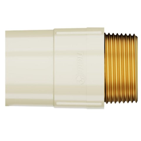 Conector Macho Aquatherm Soldável CPVC Bege Para Canos Tubo De Água Quente 15mmx1/2 Polegadas