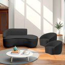 Ver imagem 1 de Kit Divã Recamier Orgânico Marrocos 180cm Lado Direito e 2 Poltronas Amore Linho Preto