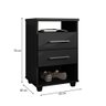 Mesa de Cabeceira para Quarto 2 Gavetas Valente Preto - Saga Decor - 4