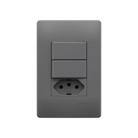 Interruptor Simples Duplo e Tomada 2p+t 20a Fame Habitat Onix com Placa 4x2