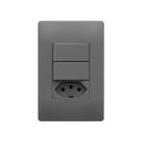 Ver imagem 1 de Interruptor Simples Duplo e Tomada 2p+t 20a Fame Habitat Onix com Placa 4x2