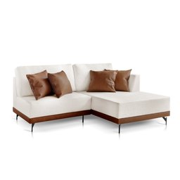 Sofá 2 e 3 Lugares Luxo Modulado Linho Off White 2,2m Chaise Ld - 1