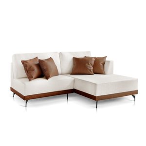 Sofá 2 e 3 Lugares Luxo Modulado Linho Off White 2,2m Chaise Ld