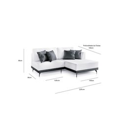 Sofá 2 e 3 Lugares Luxo Modulado Linho Off White 2,2m Chaise Ld - 4