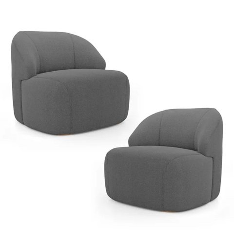 Kit 2 Poltronas Organica Decorativa Eloa Boucle Cinza