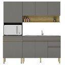 Ver imagem 1 de Armário de Cozinha 4 Peças Balcão 120cm com Pia Lina09 K02 Gris/Freijó - Mpozenato