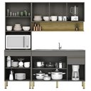 Ver imagem 2 de Armário de Cozinha 4 Peças Balcão 120cm com Pia Lina09 K02 Gris/Freijó - Mpozenato