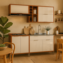 Ver imagem 1 de Armário de Cozinha Lumiar Modulado Área Gourmet em Mdf Alto Padrão Detalhes Ripado Pés Reguláveis:of