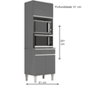 Armário Torre Quente para Cozinha 61 Cm 3 Pt 1 Gav - Andréia: Cinza Fosco - 2