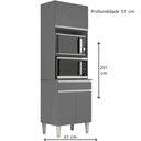 Ver imagem 2 de Armário Torre Quente para Cozinha 61 Cm 3 Pt 1 Gav - Andréia: Cinza Fosco