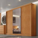 Ver imagem 4 de Guarda Roupa Casal Sonetto 3 Portas com Espelho 8 Gavetas Cinamomo - Novo Horizonte