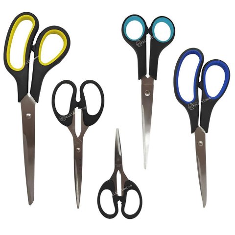 Kit 5 Tesouras Aço Multifuncional Costura Artesanato Escolar