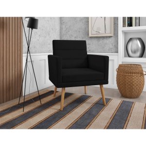 Poltrona Decorativa Escritório Lux Suede Preto