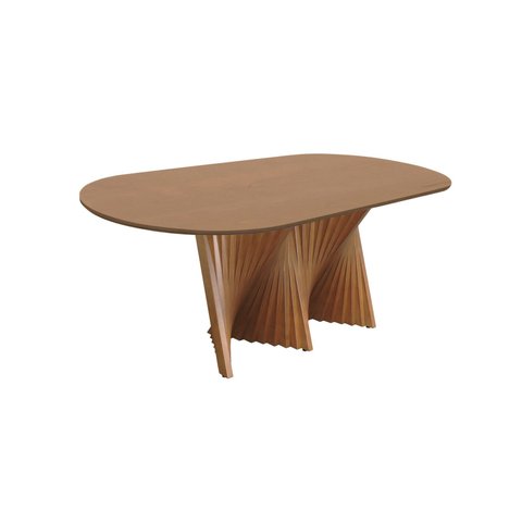 Mesa de Jantar Dubai Base em Madeira Maciça Tampo Oblongo - Tampo 160x90cm Laminado Cinamomo