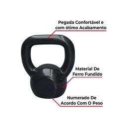 Kettlebell Emborrachado 10kg Academia Musculação Treino - 3