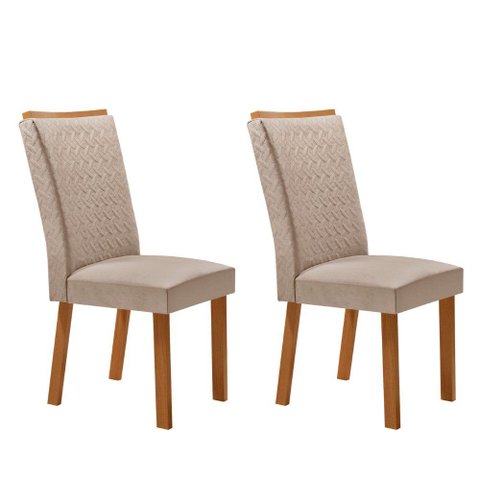 Conjunto com 2 Cadeiras Lisa MDF para Sala de Jantar Moderna Mobília