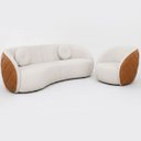 Ver imagem 3 de Conjunto Sofá Poltrona Curvo Euphoria Linho Courissimo Organico Off White Caramelo