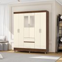 Ver imagem 2 de Guarda Roupa Casal 6 Portas 2 Gavetas Espelho 153 Cm Vlr Imbuia Champanhe