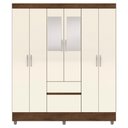 Ver imagem 1 de Guarda Roupa Casal 6 Portas 2 Gavetas Espelho 153 Cm Vlr Imbuia Champanhe
