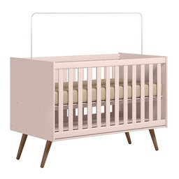 Berço Mini Cama Qencanto Retrô Qmovi Rosa - 2