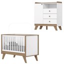 Ver imagem 1 de Berco Mini Cama e Comoda 1 Porta e 3 Gavetas Confete Branco Jequitiba Hp Henn