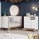 Ver imagem 2 de Berco Mini Cama e Comoda 1 Porta e 3 Gavetas Confete Branco Jequitiba Hp Henn