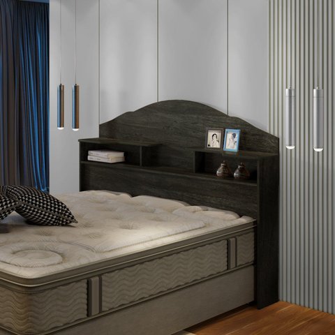 Cabeceira para Cama Box Casal com 2 Nichos Evelyn Marrom