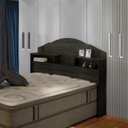 Ver imagem 1 de Cabeceira para Cama Box Casal com 2 Nichos Evelyn Marrom