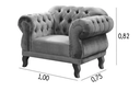 Ver imagem 3 de Conjunto Chesterfield Elisabeth Suede Cinza
