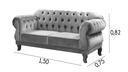 Ver imagem 2 de Conjunto Chesterfield Elisabeth Suede Cinza
