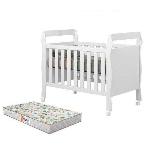 Berço Americano Soninho Branco Acetinado com Colchão Americano Gazin - Tigus