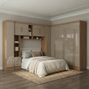 Ver imagem 1 de Guarda Roupa Casal Modulado 4 Peças 12 Portas 5 Gavetas com Cabeceira 100% MDF Smart Cinamomo/Capucc