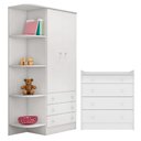 Ver imagem 1 de Conjunto Guarda Roupa e Cômoda Domus Bella 2 Portas 4 Gavetas MDP Branco Qmovi