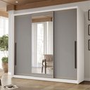 Ver imagem 1 de Guarda-roupa Casal Valência 3 Portas 4 Gavetas com Espelho Branco/cinza - Politorno